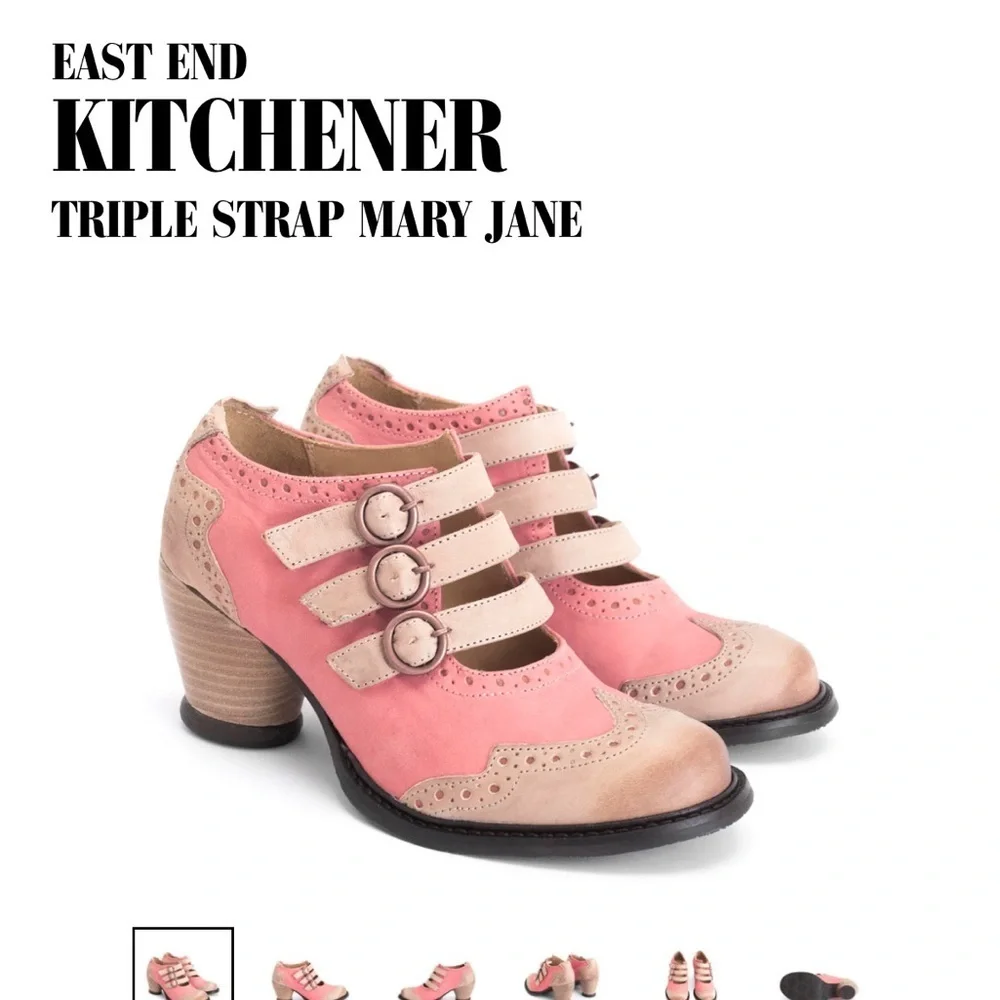 Fluevog East end kitcheners in peach. Size 8